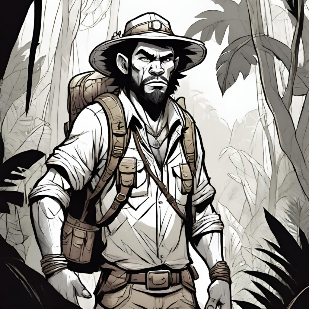 Drawing of B.B. Brilliant, author and explorer